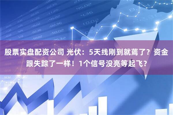 股票实盘配资公司 光伏：5天线刚到就蔫了？资金跟失踪了一样！1个信号没亮等起飞？