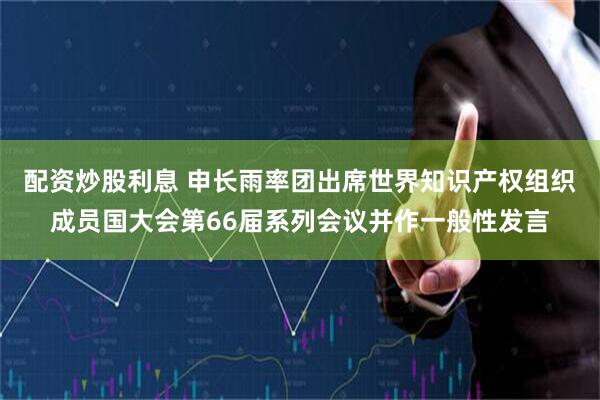 配资炒股利息 申长雨率团出席世界知识产权组织成员国大会第66届系列会议并作一般性发言